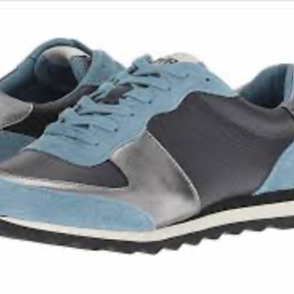 Vintage Coach Leather and Suede Sneakers in Blue and Silver